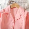 Baby Jean Jacket Toddler Kids Baby Girls Long Sleeve Turn Down Collar Solid Coat Jacket Shirt Tops Bow (Pink, 5-6 Years) view 3