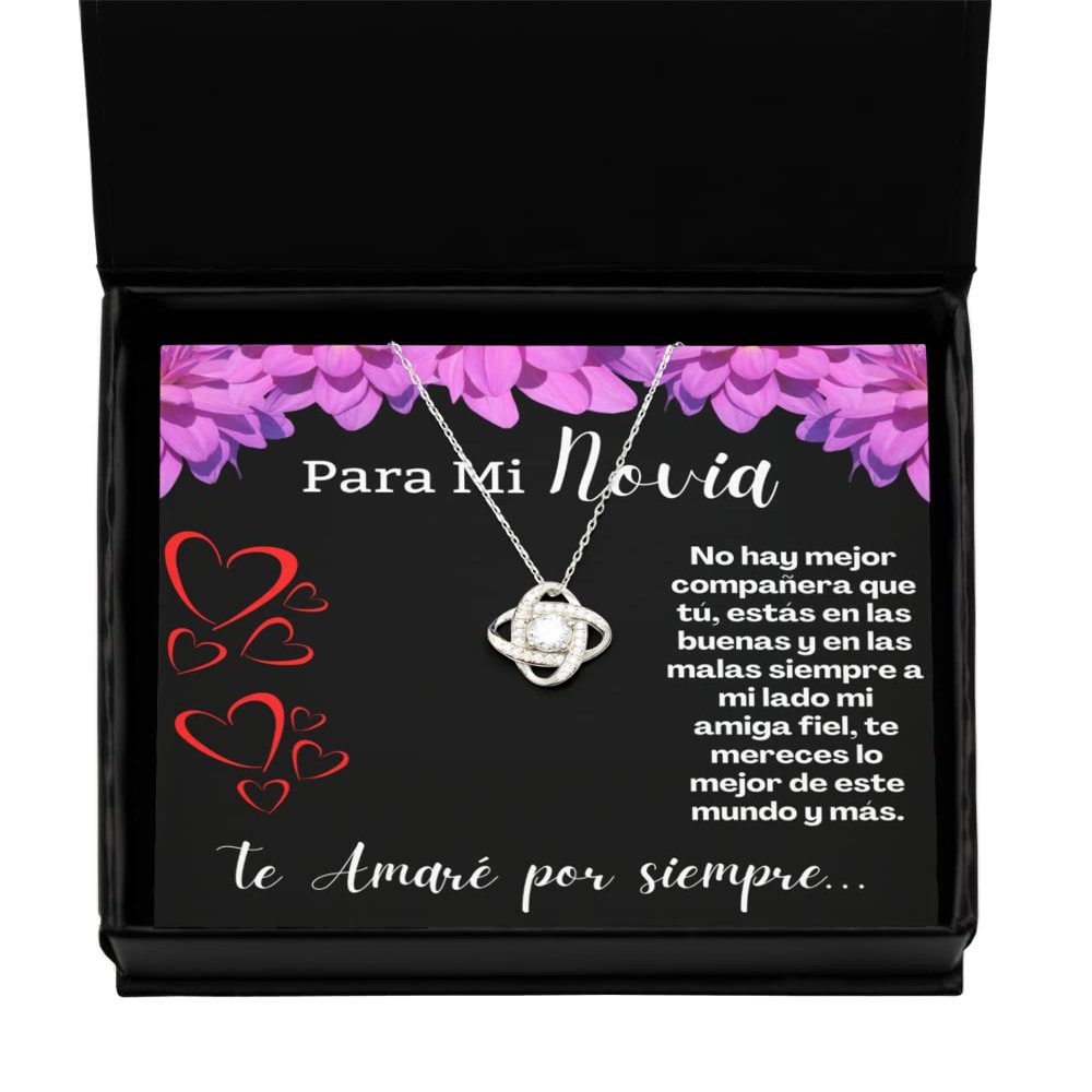 Love Knot Silver Necklace Cadena de oro para novia con mensaje personalizado, Regalo de aniversario de boda o navidad