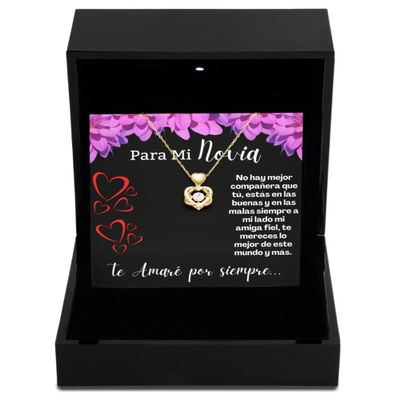 Heart Knot Gold Necklace Luxury Box Cadena de oro para novia con mensaje personalizado, Regalo de aniversario de boda o navidad