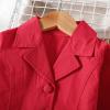 Baby Jean Jacket Toddler Kids Baby Girls Long Sleeve Turn Down Collar Solid Coat Jacket Shirt Tops Bow (Red, 4-5 Years) view 2
