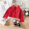 Baby Jean Jacket Toddler Kids Baby Girls Long Sleeve Turn Down Collar Solid Coat Jacket Shirt Tops Bow (Red, 4-5 Years) view 4