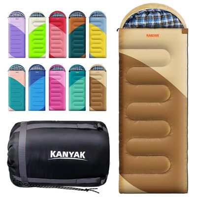 KANYAK Warm Lightweight Compressible Envelope Sleeping Bag for Hiking Trekking Backpacking and Camping in Spring Summer Autumn, Best Gift for Families Friends Lovers or Homeless