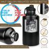 DEFUNX Half Gallon Water Bottle with Sleeve - 64 Oz Insulated Water Jug with Strap Stainless Steel Big Gym Water Bottles for Men Sports Workout Hiking Camo Black view 3