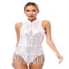 WinChang Womens Mesh Splice Sequin Leotard with Fringe for Latin Dance Gymnastics Bodysuit 13 X-Large view 1