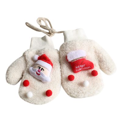 Children Gloves Toddler Kids Children's Christmas Santa Warm Think Knit Winter Girls Boys Baby Gloves (White, One Size)