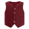 Hularka Kids Boys V-Neck Dressy Vest Slim Fit Buttons Formal Suit Vest Wedding Party Gentleman Suit Waistcoat Burgundy 16 Years view 1