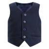 Hularka Kids Boys V-Neck Dressy Vest Slim Fit Buttons Formal Suit Vest Wedding Party Gentleman Suit Waistcoat Navy Blue 2 Years view 1