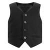 Hularka Kids Boys V-Neck Dressy Vest Slim Fit Buttons Formal Suit Vest Wedding Party Gentleman Suit Waistcoat Black 6 Years view 1