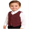 Hularka Kids Boys V-Neck Dressy Vest Slim Fit Buttons Formal Suit Vest Wedding Party Gentleman Suit Waistcoat Burgundy 8 Years view 3