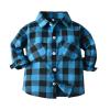 Ikevan Toddler Cute Blouse Kids Flannel Shirt Jacket Plaid Long Sleeve Lapel Button Down Shacket (Light Blue, 18-24 Months) view 1