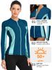 ATTRACO Women Rash Guard Zip Long Sleeve Bathing Suit UPF 50 Swimsuit Shirt Navy Blue 2XL view 4