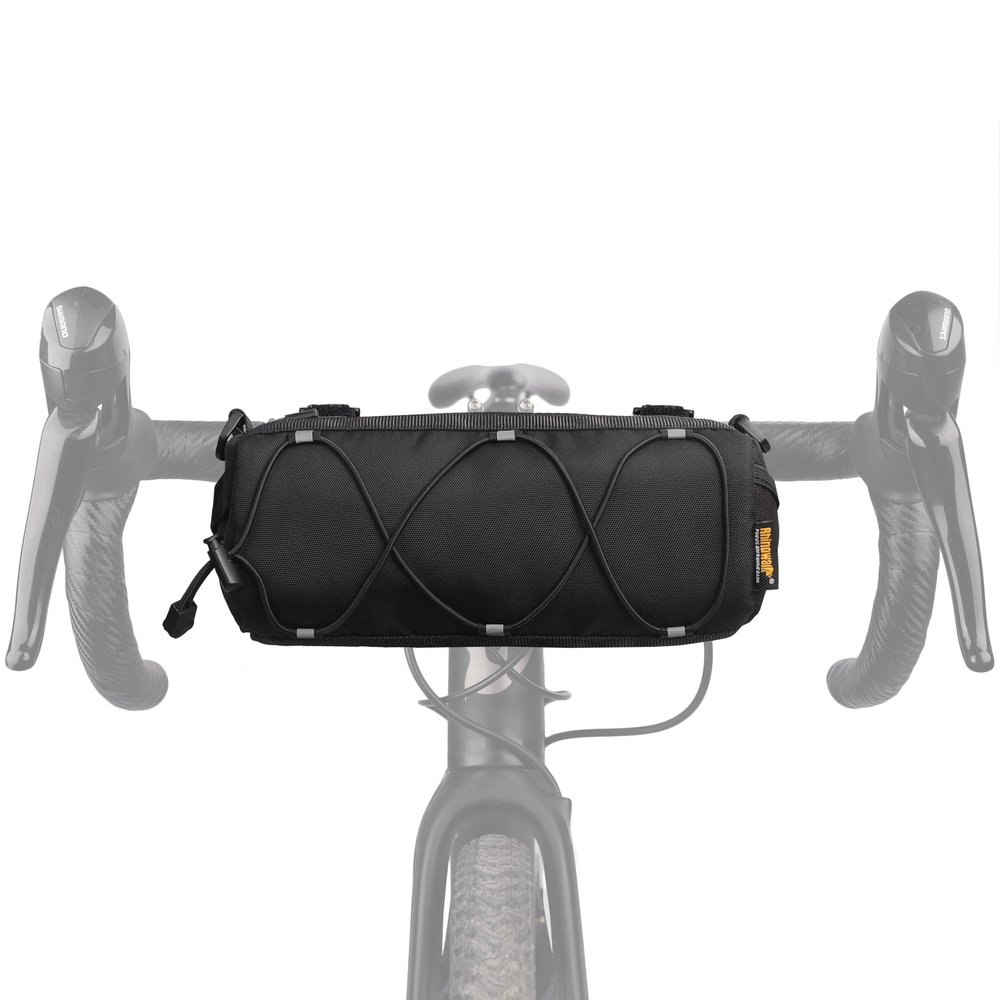 Rhinowalk Bike Handlebar Bag, Bicycle Front Bag Frame Storage Roll Bag Mountain Road Bikes Commuter Shoulder Bag Professional Cycling Accessories-Black+Black