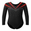 VernLan Girls Kids Long Sleeve Shiny Rhinestone Leotards Gymnastics Dance Unitard Biketard Bodysuit Costume Red 8 Years view 1