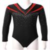 VernLan Girls Kids Long Sleeve Shiny Rhinestone Leotards Gymnastics Dance Unitard Biketard Bodysuit Costume Red 8 Years view 3