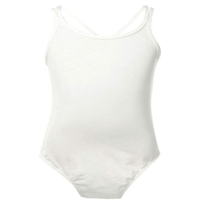 Duoremi Girls Dance Leotard Slim Fitness Ballet Dance Gymnastic Leotard Bodysuit Ballerina Costume White 5-6 Years