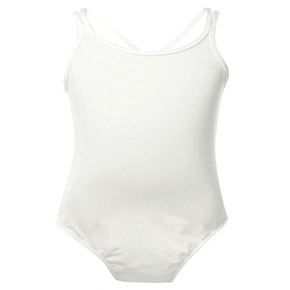 Duoremi Girls Dance Leotard Slim Fitness Ballet Dance Gymnastic Leotard Bodysuit Ballerina Costume White 5-6 Years