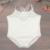 Duoremi Girls Dance Leotard Slim Fitness Ballet Dance Gymnastic Leotard Bodysuit Ballerina Costume White 5-6 Years view 3