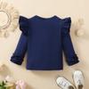Toddler Baby Girl Solid Color T-Shirt Kids Blouse Plain Ruffle Sleeve Top Cotton Casual Clothes (033F-Navy Blue, 18-24 Months) view 3