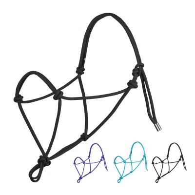Harrison Howard Rope Halter for Horses - Super Sturdy Horse Training Halter with 2 Knot 1/4" Stiff Cord - Foal Black