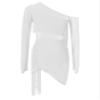 Freebily Women's Latin Dance Costume Rhinestone Shiny Fringe Dress Single Long Sleeve Tango Rumba Cha Cha Ballroom Prom Dress White Small view 4
