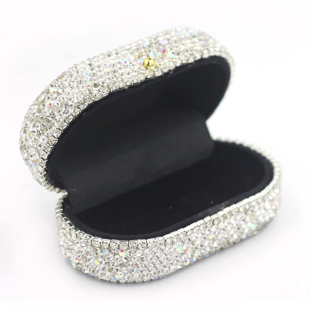 Bestbling Bling Luxury Ring Box Earrings Pendant Ring Case Jewelry Display Storage Box Gift Box for Proposal Ring, Ceremony, Wedding or Special Occasions (White)