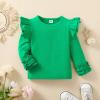 Toddler Baby Girl Solid Color T-Shirt Kids Blouse Plain Ruffle Sleeve Top Cotton Casual Clothes (033E-Green, 2-3 Years) view 3