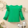 Toddler Baby Girl Solid Color T-Shirt Kids Blouse Plain Ruffle Sleeve Top Cotton Casual Clothes (033E-Green, 2-3 Years) view 4