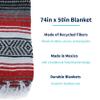 La Montana Mexican Blankets and Throws, 4 Pack, 74"x50" - Made in Mexico, Lightweight Yoga Blanket for Schools, Studios, Outdoors, Camping, Picnic, Decor - Machine Washable, Red/Charcoal/White view 2