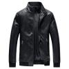 Men's Stand Collar Leather Bomber Jacket Lightweight Faux Leather Motorcycle Jackets Slim Fit Zip Up Biker Coat (Black,Medium) view 1