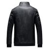 Men's Stand Collar Leather Bomber Jacket Lightweight Faux Leather Motorcycle Jackets Slim Fit Zip Up Biker Coat (Black,Medium) view 2