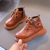 Kids Autumn Winter Snow Boots Toddler Boys Girls Lace Up Ankle High Boots Non Slip Winter Boot (Brown, 23) view 3