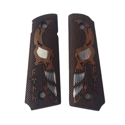 EDS Holster Colt 1911 Skull Pattern Wooden Grips