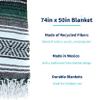 La Montana Mexican Blankets and Throws, 4 Pk, 74"x50" - Made in Mexico, Lightweight Yoga Blanket for Schools, Studios, Outdoors, Camping, Picnic, Decor - Machine Washable, Forest Green/Charcoal/White view 2