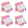 La Montana Mexican Blankets and Throws, 4 Pack, 74"x50" - Made in Mexico, Lightweight Yoga Blanket for Schools, Studios, Outdoors, Camping, Picnic, Decor - Machine Washable, Coral/Melon/Yellow/White view 1
