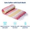 La Montana Mexican Blankets and Throws, 4 Pack, 74"x50" - Made in Mexico, Lightweight Yoga Blanket for Schools, Studios, Outdoors, Camping, Picnic, Decor - Machine Washable, Coral/Melon/Yellow/White view 3