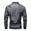 Maiyifu-GJ Men Stand Collar Leather Jacket Lightweight Faux Leather Motorcycle Jackets Casual Slim Zip Up Bomber Biker Coat (Grey,3X-Large) view 2