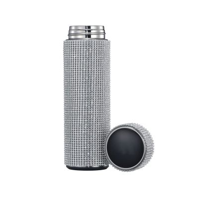 MSMMZ Thermos Coffee Travel Mug Creative Diamond Shiny Bottle Water Bottle Stainless Steel Smart Temperature Display Vacuum Flask Mug Men Women