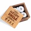 Personalized Golf Gift for Uncle - Custom Set With Nice Balls and Luxury Wooden Box - Unique Ideas for Golfer, Lover, Coach, Boss, Him, Her on Anniversary, Birthday, Retirement view 1