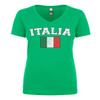 Cybertela Women's Faded Distressed Italian Italy Italia Flag Juniors V-Neck T-Shirt (Kelly, 2X-Large) view 1