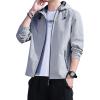 Maiyifu-GJ Men's Lightweight Full Zip Windproof Hoodie Slim Fit Casual Hooded Sweatshirt Outdoor Spring Active Windbreaker (Grey,3X-Large) view 1
