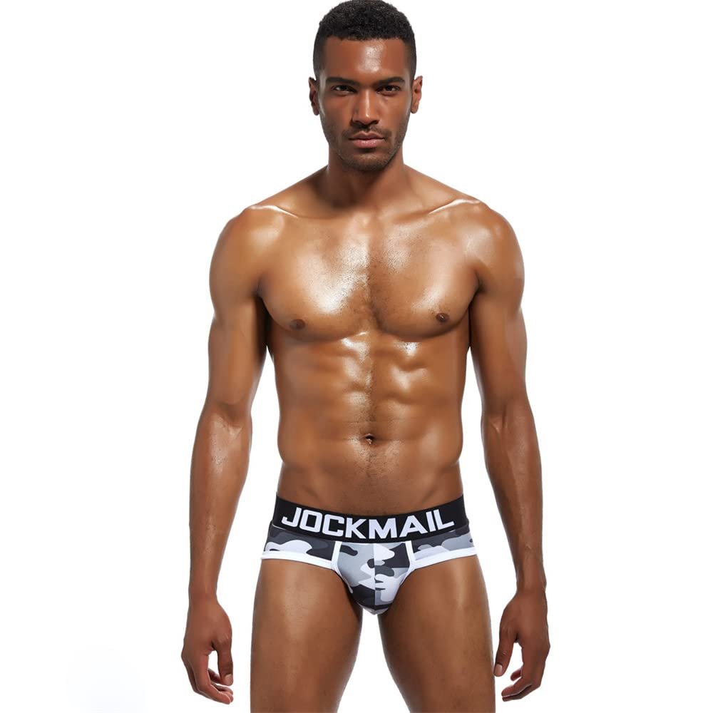 JOCKMAIL Classic Camouflage Men Underwear Briefs Printed Ice Silk Briefs Men Panties Underwear (as1, alpha, xx_l, regular, regular, Gray)