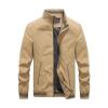 Maiyifu-GJ Men's Casual Zipper Stand Collar Jacket Lightweight Cotton Full Zip Coat Slim Fit Vintage Winter Warm Jackets (Dark Khaki,Medium) view 1