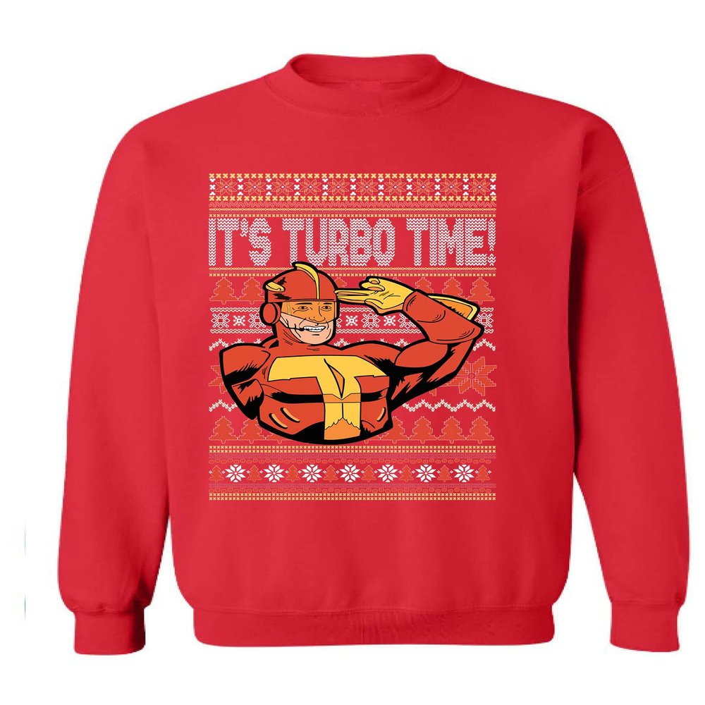 ALLNTRENDS It's Turbo Time Ugly Christmas Sweater Xmas Party Sweatshirt (4XL, Red)