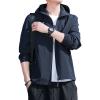 Maiyifu-GJ Men's Lightweight Full Zip Windproof Hoodie Slim Fit Casual Hooded Sweatshirt Outdoor Spring Active Windbreaker (Blue,3X-Large) view 1