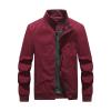 Maiyifu-GJ Men's Casual Zipper Stand Collar Jacket Lightweight Cotton Full Zip Coat Slim Fit Vintage Winter Warm Jackets (Red,Large) view 1