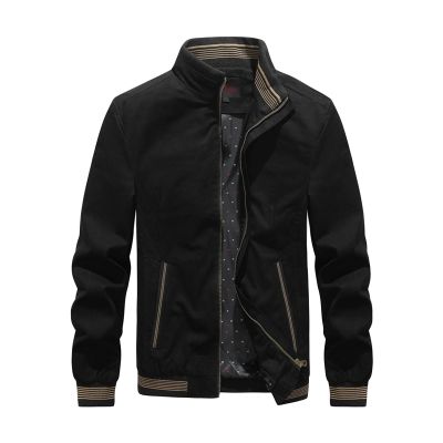 Maiyifu-GJ Men's Casual Zipper Stand Collar Jacket Lightweight Cotton Full Zip Coat Slim Fit Vintage Winter Warm Jackets (Black,Medium)