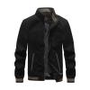 Maiyifu-GJ Men's Casual Zipper Stand Collar Jacket Lightweight Cotton Full Zip Coat Slim Fit Vintage Winter Warm Jackets (Black,Medium) view 1