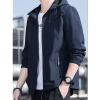 Maiyifu-GJ Men's Lightweight Full Zip Windproof Hoodie Slim Fit Casual Hooded Sweatshirt Outdoor Spring Active Windbreaker (Blue,Medium) view 2