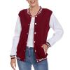ACEFAST INC Women's Varsity Jacket Baseball Uniform Casual Long Sleeve Sport Bomber Jacket Coat view 1