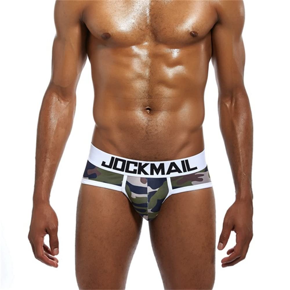 JOCKMAIL Classic Camouflage Men Underwear Briefs Printed Ice Silk Briefs Men Panties Underwear (as1, alpha, l, regular, regular, Green)